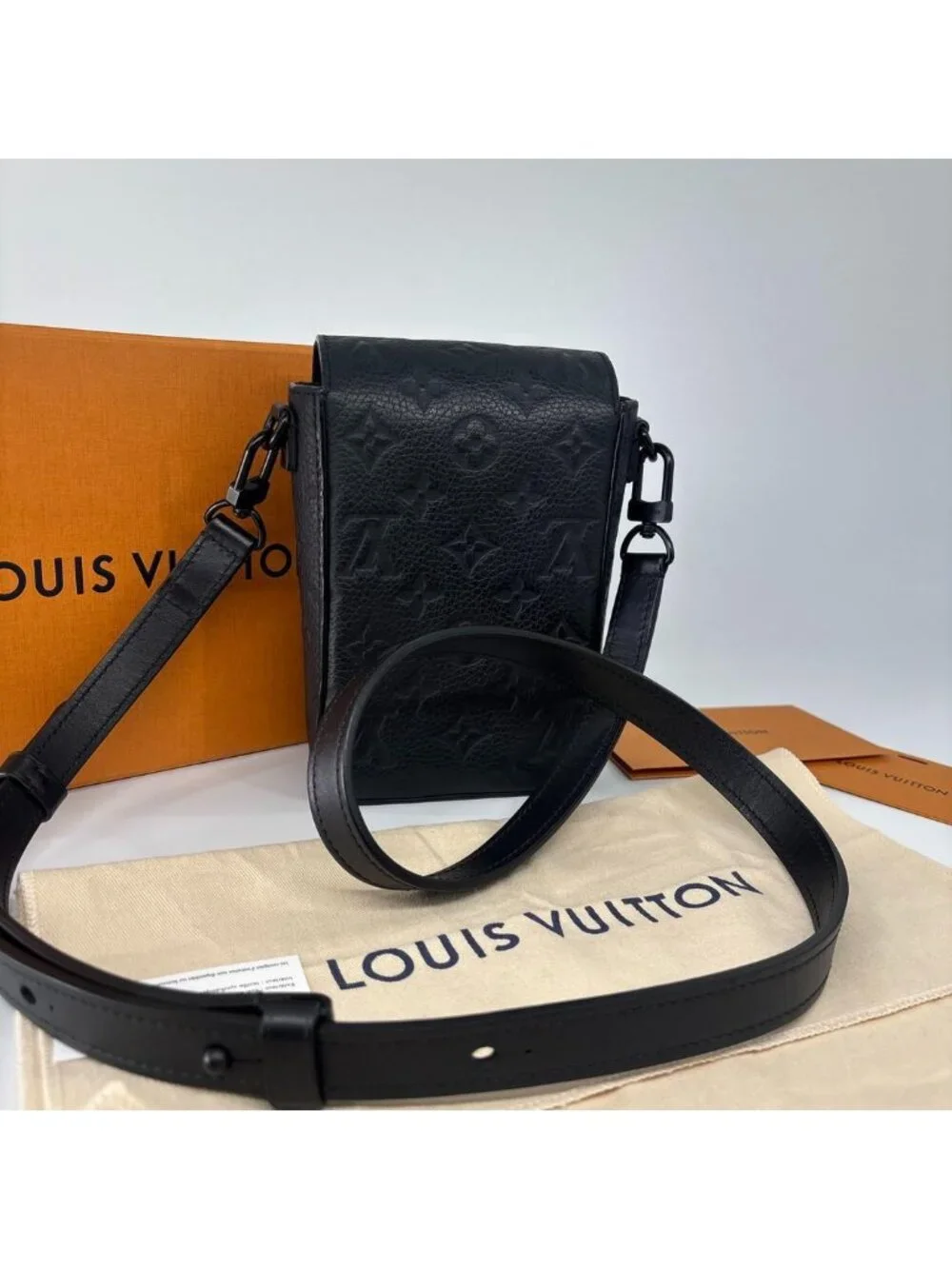 Louis Vuitton Super Monogram Taurillon S Rock Shoulder Bag Black